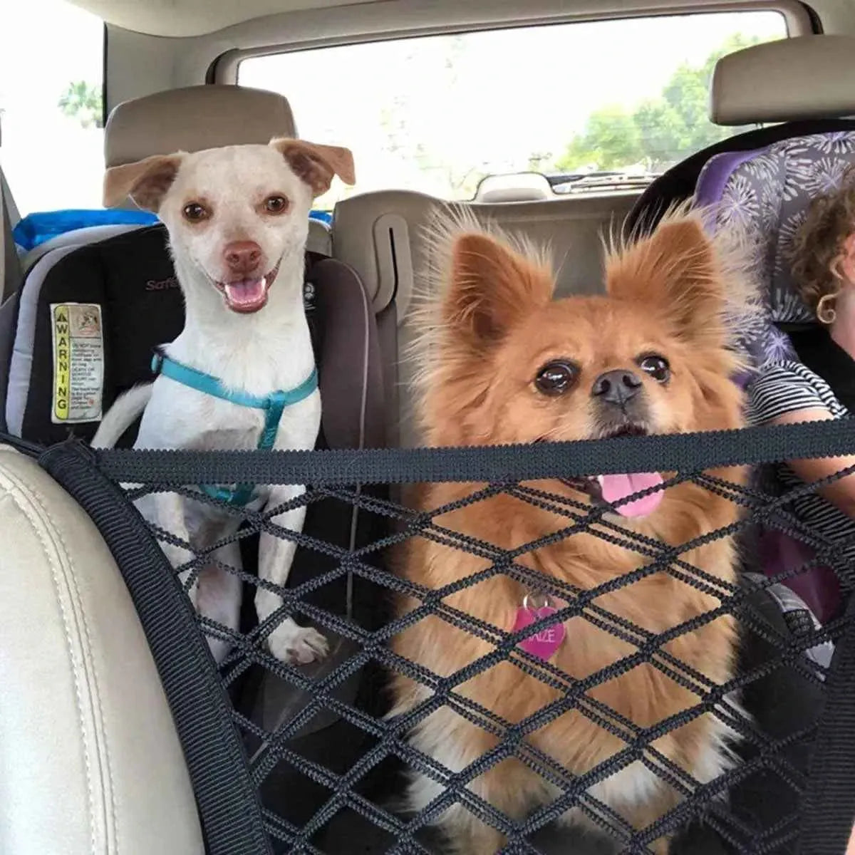 Universal Pet Car Barrier & Storage Net – Dog Seat Safety Mesh Organizer