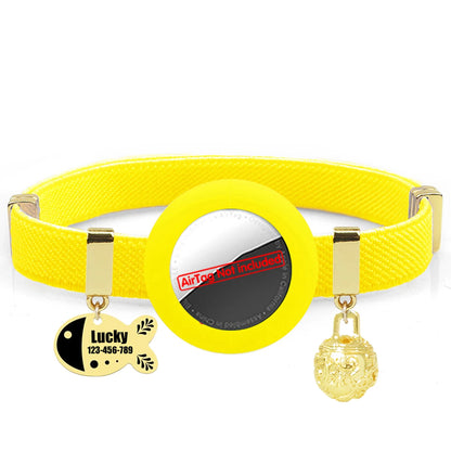 Customized AirTag Cat Collar with Bell, Name Tag & Holder