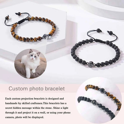 Personalized Stainless Steel Pet Photo Projection Bracelet – Custom Dog & Cat Portrait Memorial Jewelry Gift