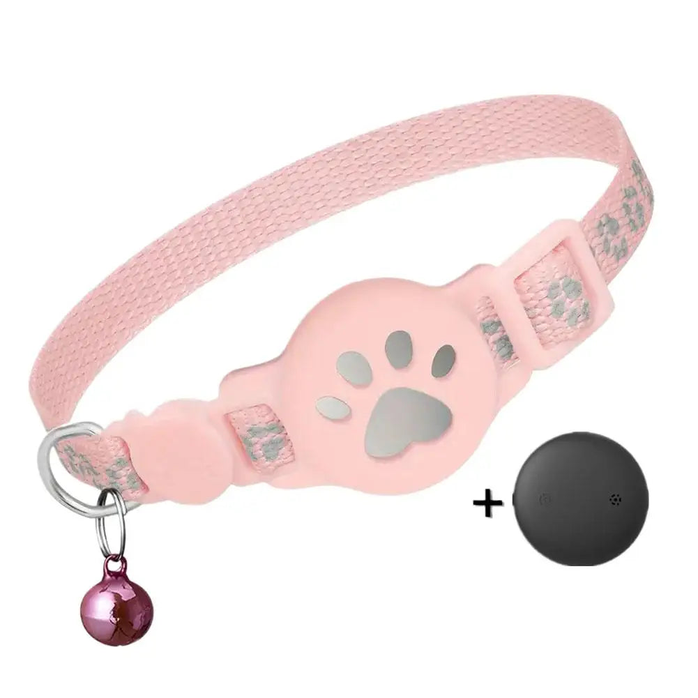 Cat Collar Compatible with Apple Airtag with Bell Adjustable Safety Buckle Reflective GPS Collar for Kittens Puppies
