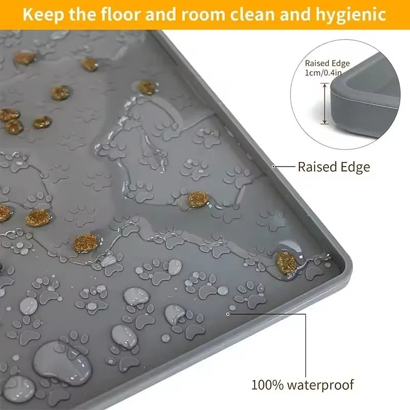 Silicone Pet Feeding Mat – Waterproof Non‑Slip Food & Water Bowl Pad