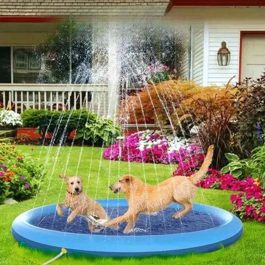 Large Inflatable Dog Pool 200/150/100cm Outdoor Splash Pad Cooling Water Mat for Pets Interactive Summer Play Fountain Garden