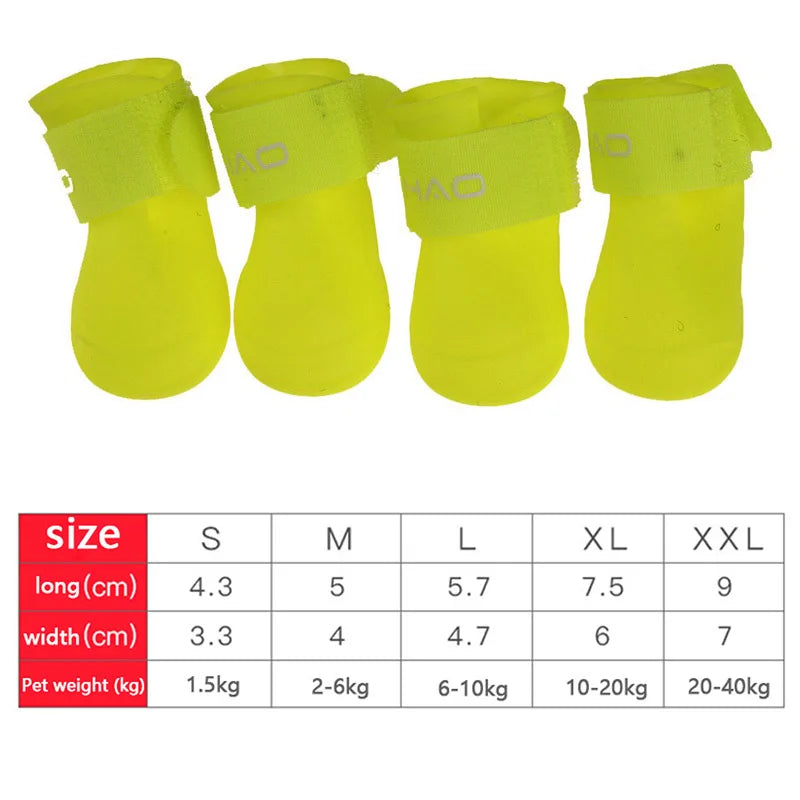 Waterproof Dog Rain Boots – 4-Pack Anti-Slip Paw Protectors for Dogs & Cats