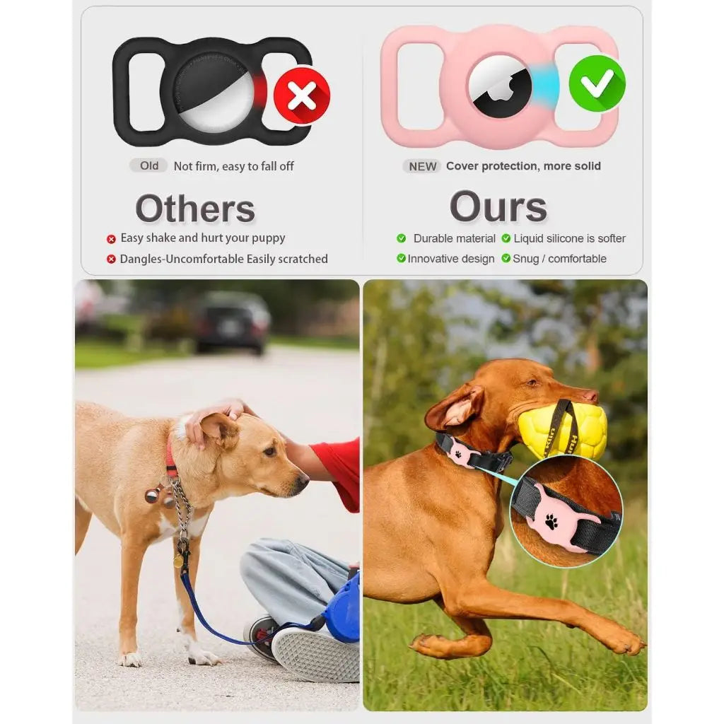 Airtag Dog Collar Holder, [1 Pack] Airtag Holder, Silicone Full Body Covered Protective Air Tag for Pet - Fits All Width