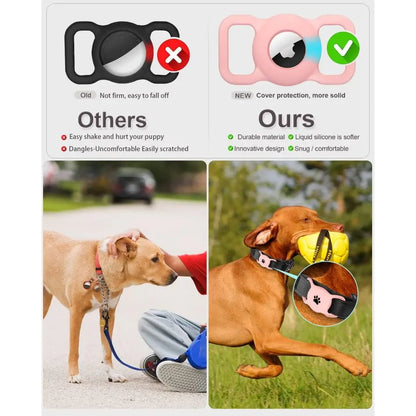 Airtag Dog Collar Holder, [1 Pack] Airtag Holder, Silicone Full Body Covered Protective Air Tag for Pet - Fits All Width