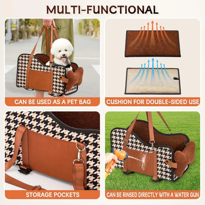Pet Booster Seat for Car Armrest, Center Console Dog Bed, Small Dog Travel Safety Carrier