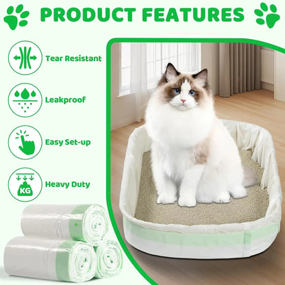 Heavy Duty Cat Litter Box Liners – Jumbo 37 x 18 Inch Drawstring Bags