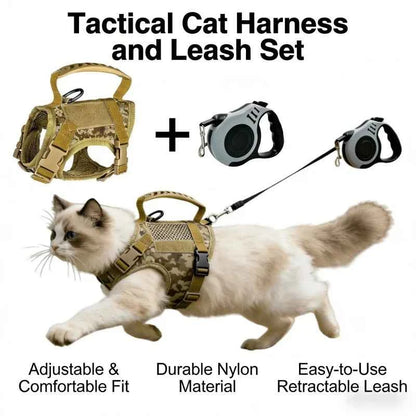 Escape Proof Cat Harness with Retractable Leash Set Adjustable Vest Harness with Handle for Outdoor Walking for Kitten Small Dog
