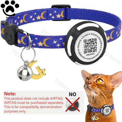 Glow AirTag Cat Collar with Airtag Holder & Pet Name QR Code for Apple Tracker Dual Protection Pet Collar for Kitten Puppy