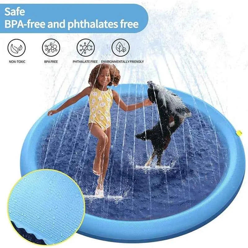 170cm Pet Splash Sprinkler Pad – Summer Cooling Water Play Mat for Dogs & Kids