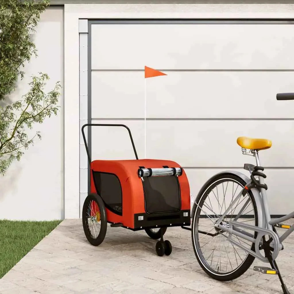 Orange Pet Bike Trailer D0100H5GVP2 Made Of Oxford Fabric And Iron For Dogs And Cats