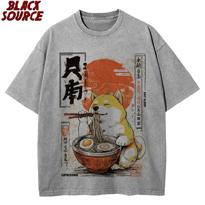 T395 Kawaii Shiba Inu Eating Ramen - Dog Lover Gift T-Shirt Print Original Design Gifts T Shirts Graphic T Shirts Mens Clothing