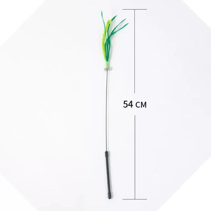 1pc Green Bristle Grass Cat Toy Wand. Long Stick Durable Chew Interactive Toy. Handheld Self Play Boredom Relief Pet Supplies for Kitty.