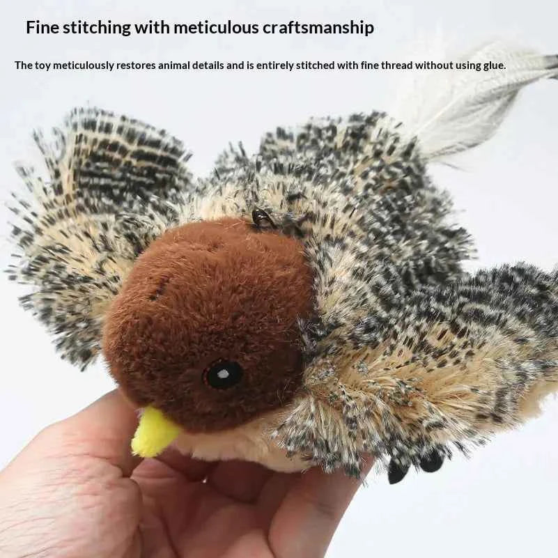 Rechargeable Electric Simulation Bird Cat Toy Fluffy Shaking Bird with Sound Automatic Play for Cats Interactive Pet Toy
