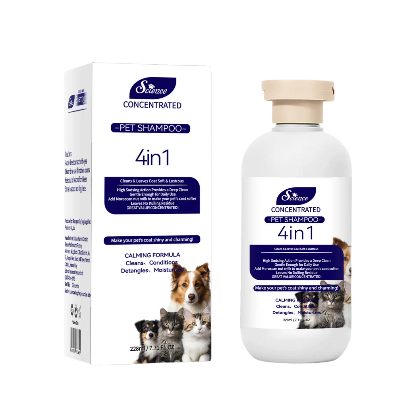 228ML Soothing Pet Grooming Shampoo for Sensitive Skin - Hypoallergenic Formula for Cats and Dogs