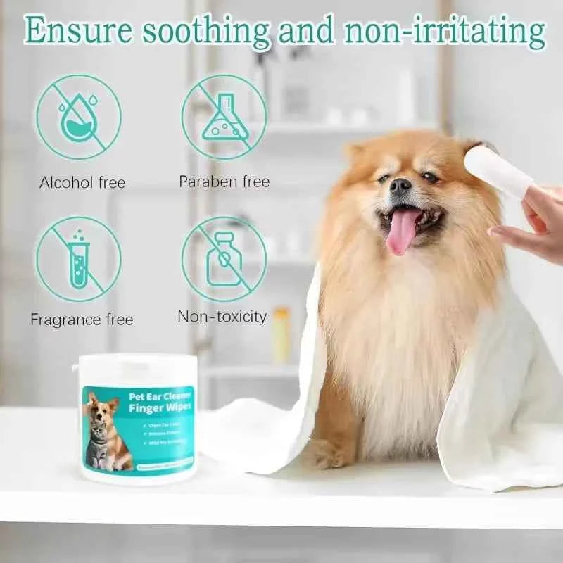 Pet Ear Cleaning Wipes – Gentle, Disposable Ear Mite Control for Dogs & Cats