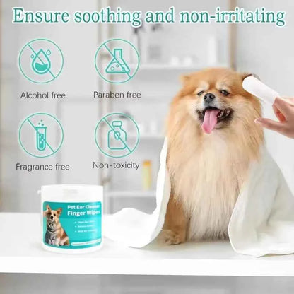 Pet Ear Cleaning Wipes – Gentle, Disposable Ear Mite Control for Dogs & Cats