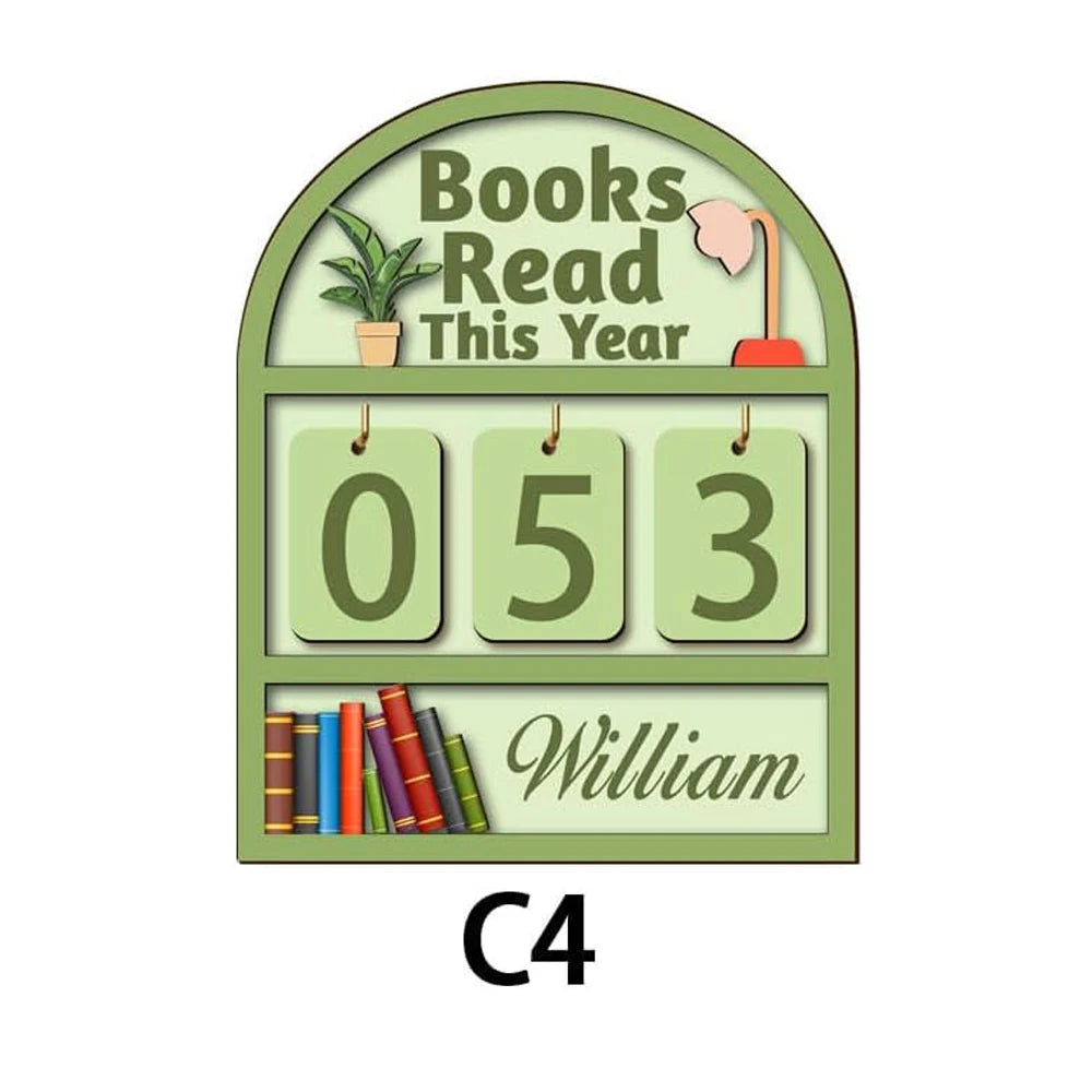 Custom Name Wooden Book Tracker – Reading Goal Counter