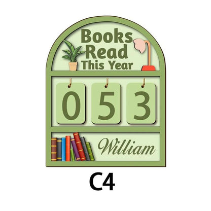 Custom Name Wooden Book Tracker – Reading Goal Counter