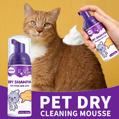 No Rinse Dog Cat Dry Shampoo Foam - Waterless Cleaning for Puppies Kittens, Deodorizing & Refreshing