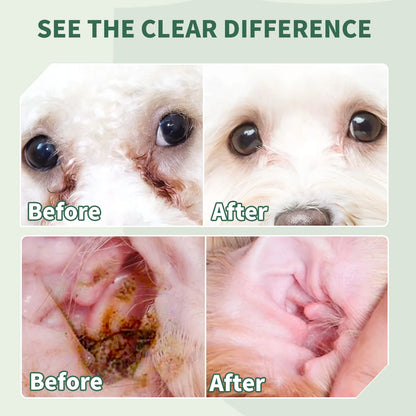 Pet Wipes for Dogs & Cats Eye & Ear 2 in 1 Gentle Non-irritating Grooming Wipes Deep Cleansing Soothing for Sensitive Pet Skin