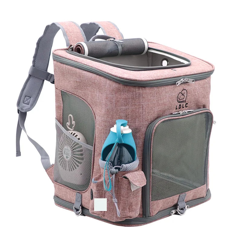 L/M foldable cat backpack carrier-large capacity pet travel bag durable waterproof design outdoor hiking & airplane trips