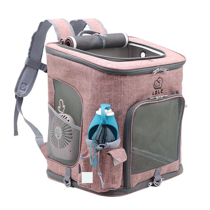 L/M foldable cat backpack carrier-large capacity pet travel bag durable waterproof design outdoor hiking & airplane trips