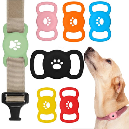 Airtag Dog Collar Holder, [1 Pack] Airtag Holder, Silicone Full Body Covered Protective Air Tag for Pet - Fits All Width