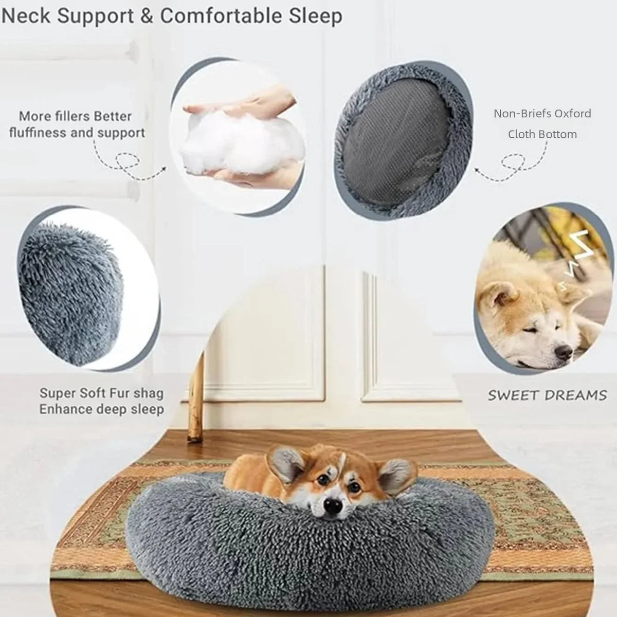 Soft Plush Pet Bed – Cozy Washable Bed for Dogs & Cats