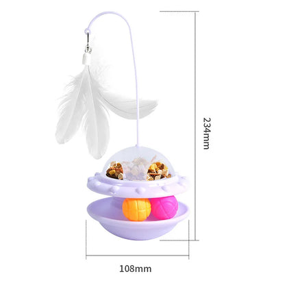 Foldable Cat Wand Food Dispenser Toy – Feather Interactive Tumbler for Self Play & Relief
