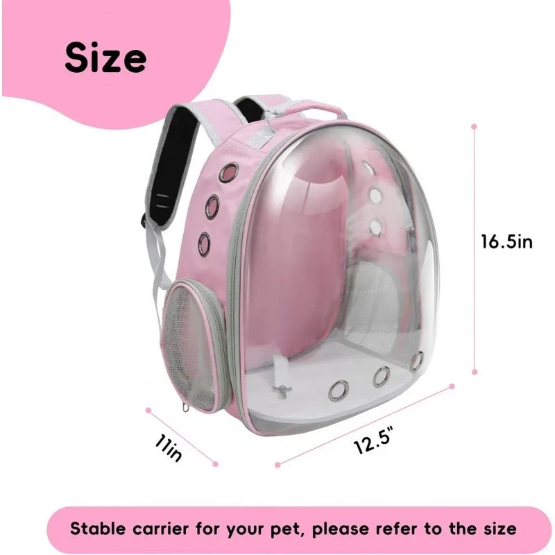 Portable Pink Pet Backpack Carrier for Cats - Comfortable and Breathable Travel Bag for Small Animals