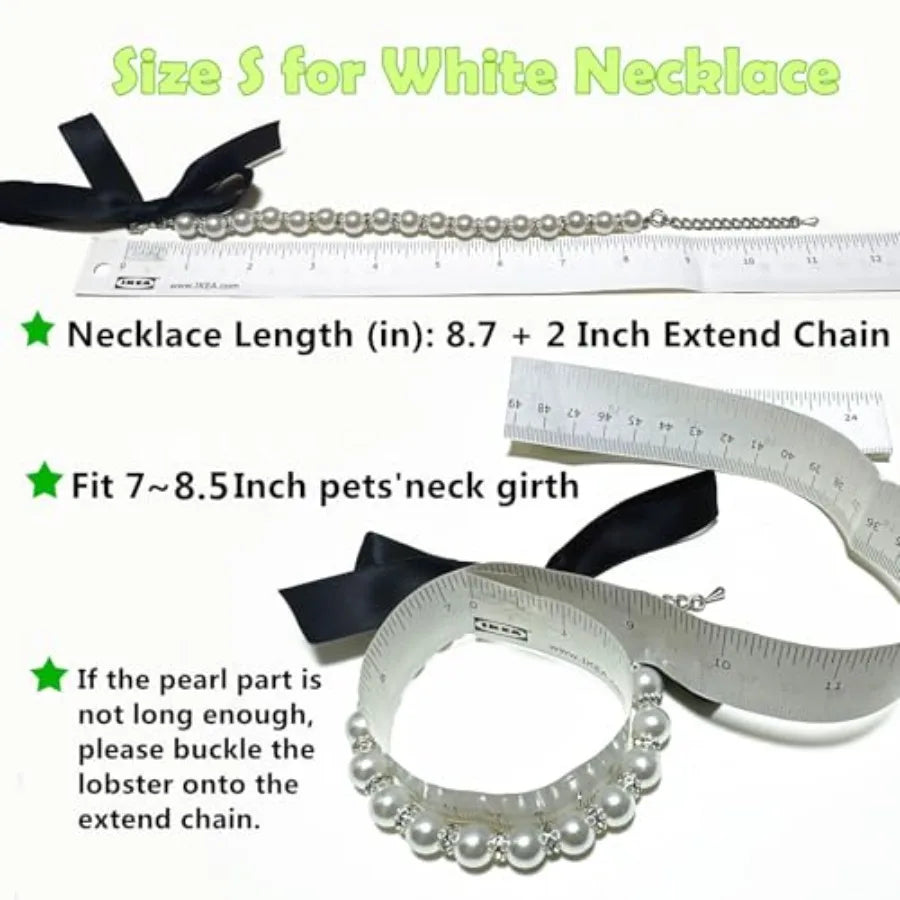 Diamond Pearl Dog Necklace – Bling Rhinestone Pet Jewelry Collar for Small Dogs & Cats