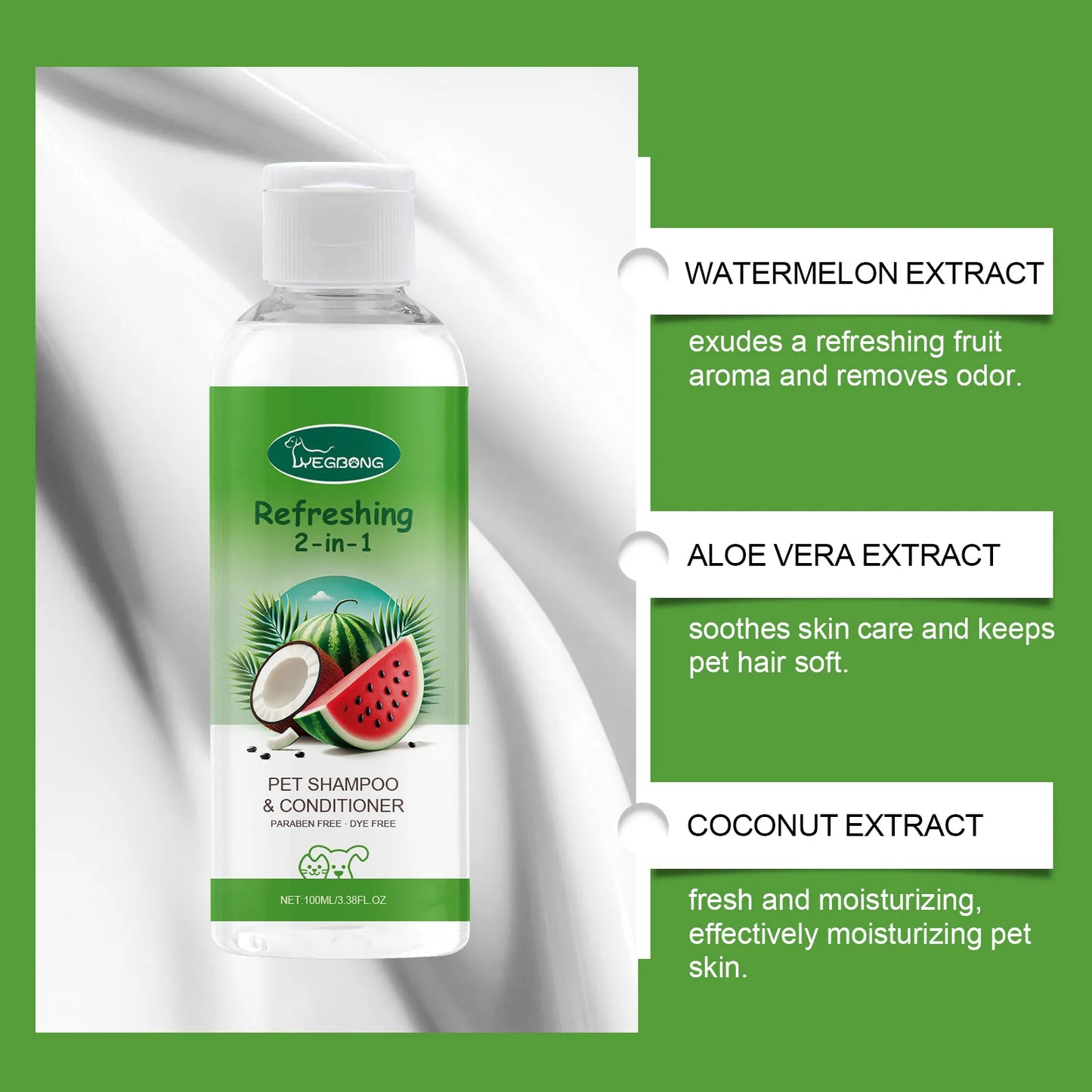 Watermelon Flavor Pet Shampoo and Care Two-in-one Dog and Cat Fragrance Shower Gel Pet Hair Care Cleaning Bath
