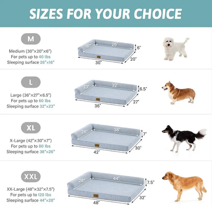 Orthopedic Cooling Dog Bed with Removable Cover, Waterproof Lining, Non-Slip Bottom, 36x27x6.5 Inches Blue