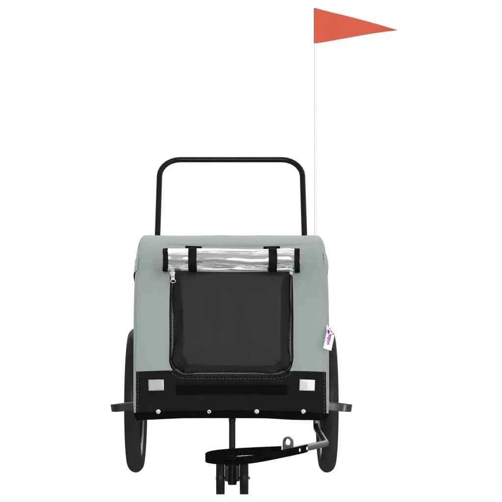 Gray and Black Oxford Fabric Pet Bike Trailer Iron Carriers for Pets