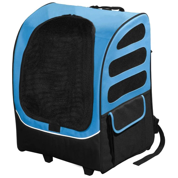 Approved Cat and Dog Travel Stroller Mesh Breathable Roll Wheels Pet Carrier Backpack with Animal Pattern