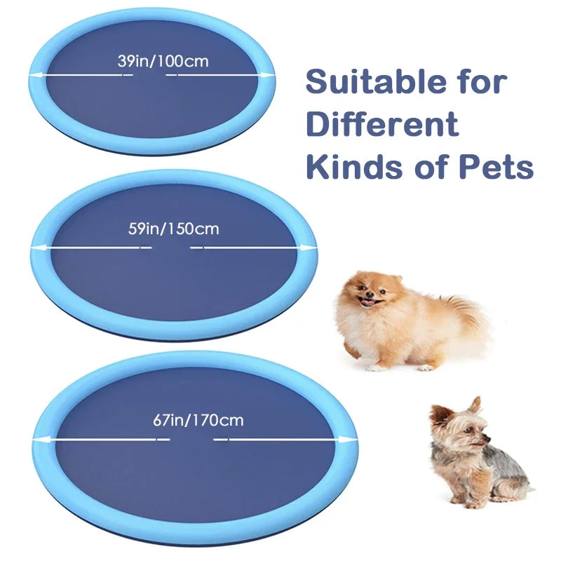 170cm Pet Splash Sprinkler Pad – Summer Cooling Water Play Mat for Dogs & Kids