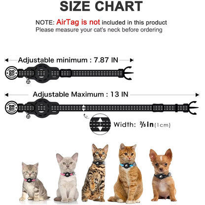 Cat GPS Collar with QR Code & AirTag Case – Reflective Breakaway