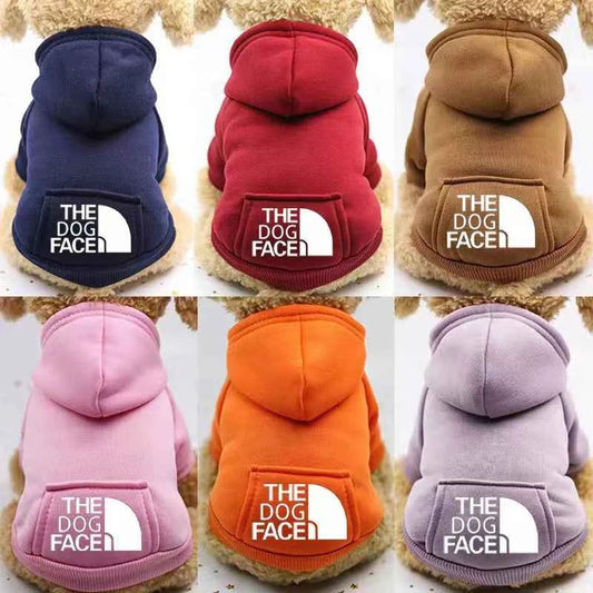 Winter Hooded Dog Sweatshirt with Pocket Fleece Lined Warm Pullover for Small Dogs like Teddy and Bichon Sports Wind Style ﻿