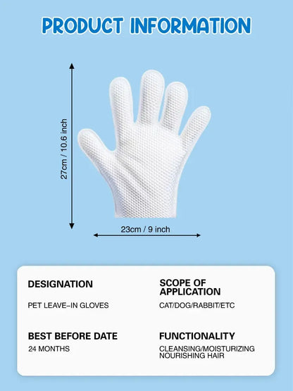 Pet No-Rinse Grooming Gloves – Waterless Cleaning Wipes for Dogs & Cats