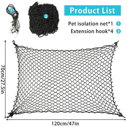 Universal Car Dog Barrier Net – Foldable Pet Safety Mesh for Rear Seat