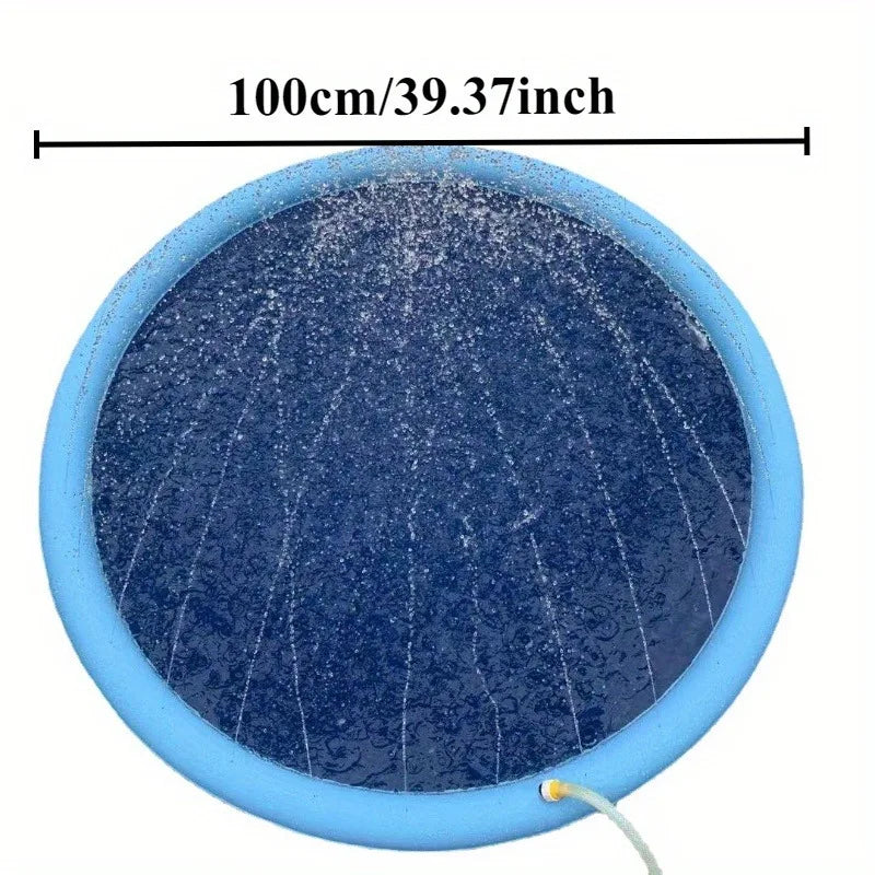Heavy-Duty Outdoor Pet Bathing Basin with Spray Function - Non-Slip Dog Water Play Mat for Summer Fun and Pet Bathing Dog Wash