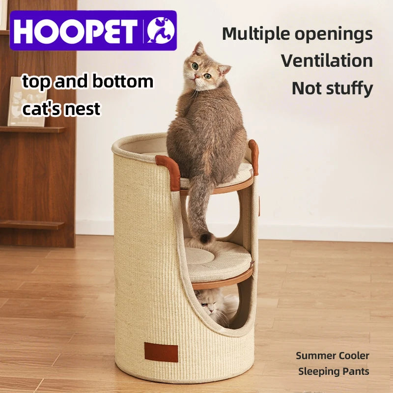 HOOPET Cat Tree Small Space No Floor Space Cat Bed Four Seasons Universal Multi Double Layer Sisal Tube Big Cat Maine