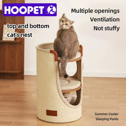 HOOPET Cat Tree Small Space No Floor Space Cat Bed Four Seasons Universal Multi Double Layer Sisal Tube Big Cat Maine