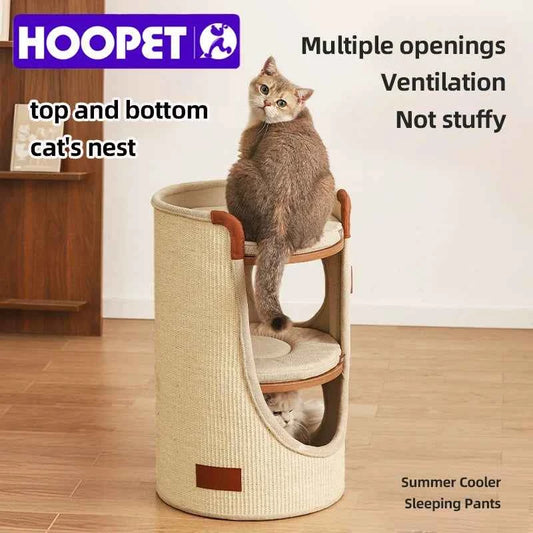 HOOPET Cat Tree Small Space No Floor Space Cat Bed Four Seasons Universal Multi Double Layer Sisal Tube Big Cat Maine