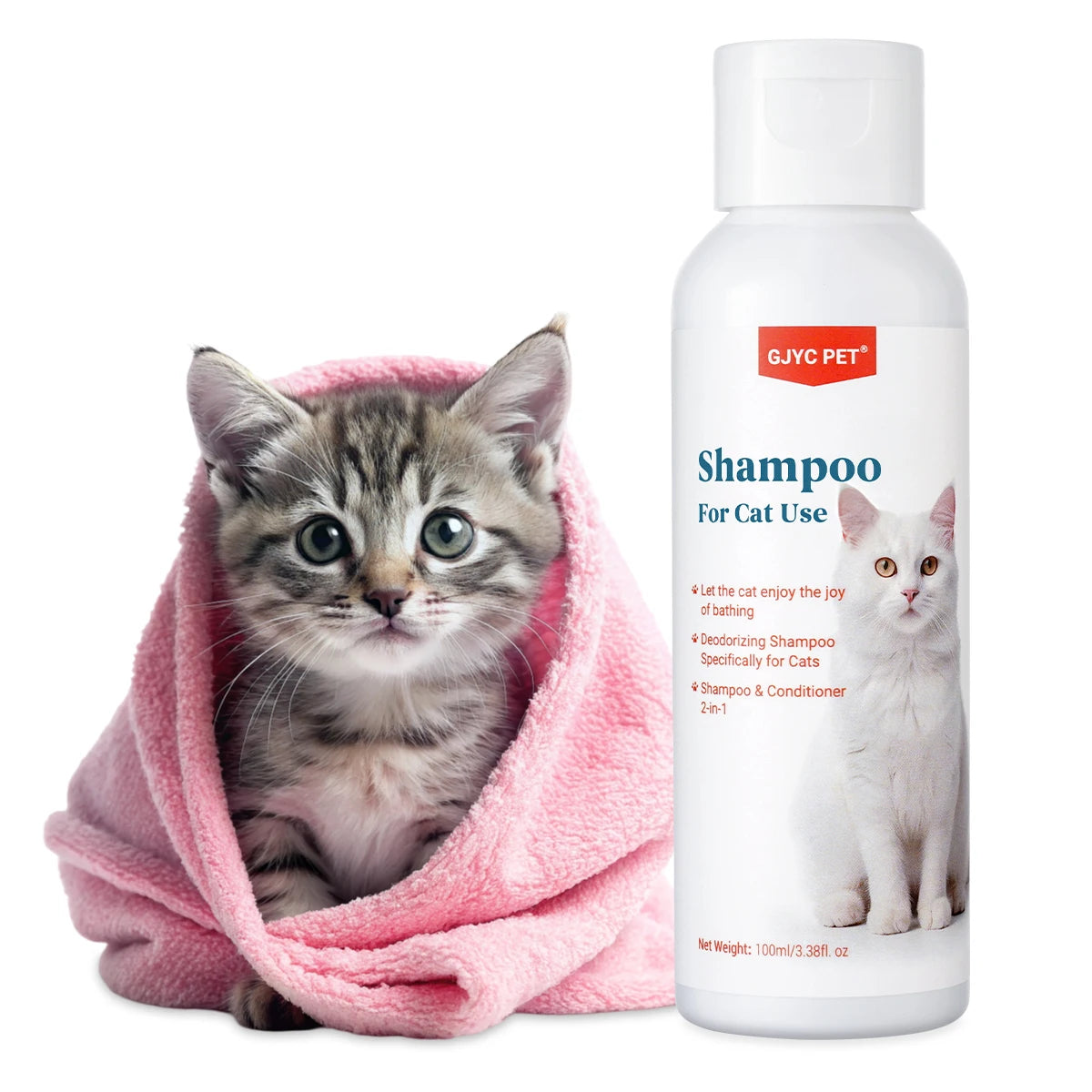 Gentle Mild Cat Shampoo - Non-Irritating Skin-Friendly, Moisturizing Deodorizing, Nourishing Softening for Healthy Shiny Fur