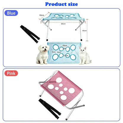 Pet Grooming Hammock with 8-Hole Design & Iron Support Frame