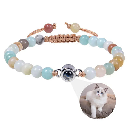 Personalized Stainless Steel Pet Photo Projection Bracelet – Custom Dog & Cat Portrait Memorial Jewelry Gift