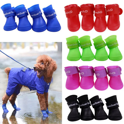 Waterproof Dog Rain Boots – 4-Pack Anti-Slip Paw Protectors for Dogs & Cats