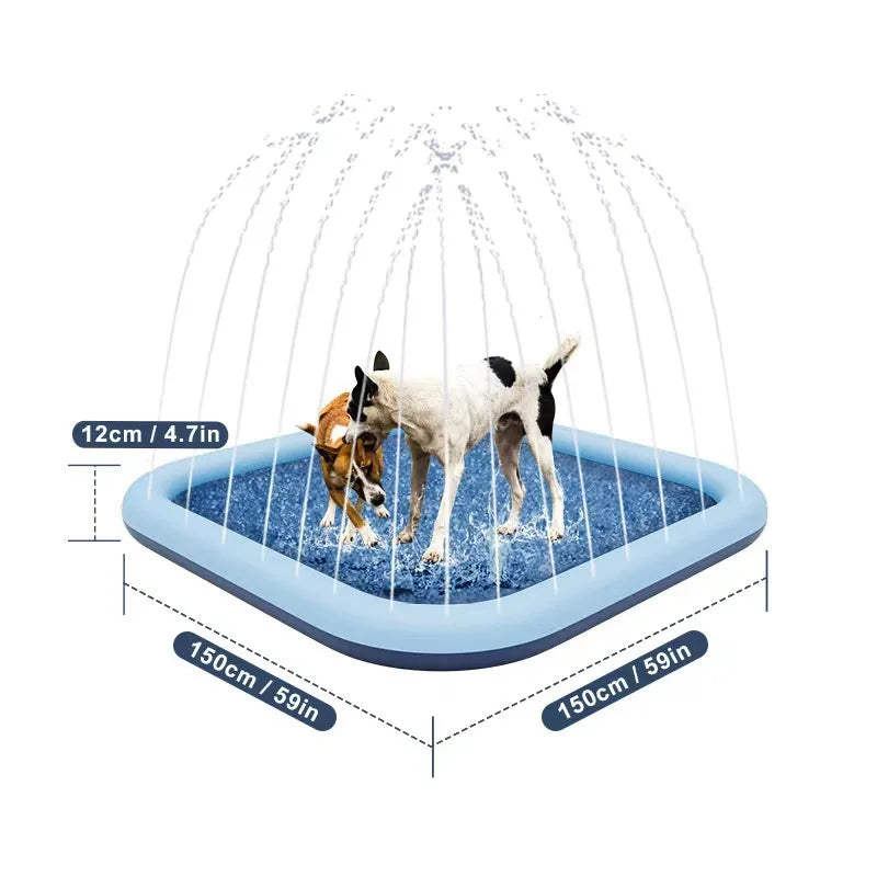 60-97'' Winter and Summer Outdoor and Indoor Dog Shower Playpool Inflatable Sprinkler Pad Pet Fountain Foldable Pad Dog Shower